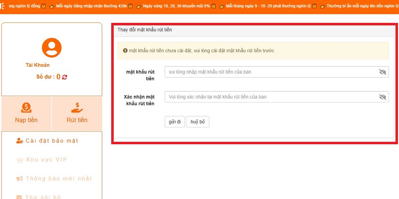 Rút Tiền GK88 Và Những Điều Quan Trọng Cần Lưu Ý 2 Để rút tiền GK88 thì bạn cần tạo mật khẩu rút tiền