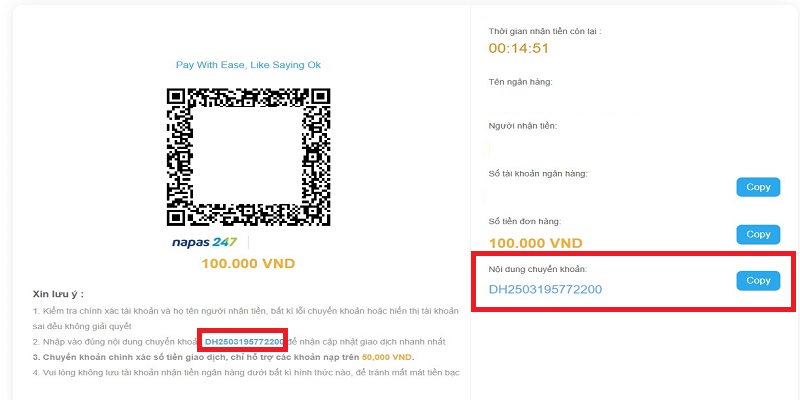 Nạp Tiền GK88 Đúng Chuẩn – Nạp Là Thành Công 4 Vui lòng luôn điền chính xác nội dung chuyển khoản được yêu cầu