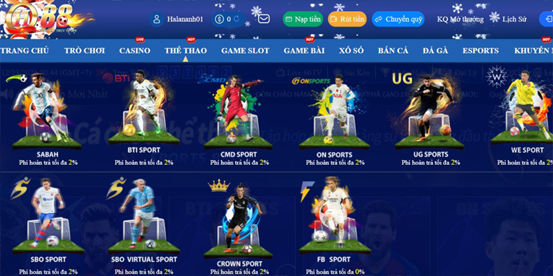 Thể thao QH88 - Cập nhật tỷ lệ kèo cược nhanh chóng và an toàn 3 Những sảnh game thể thao QH88 hot hit nhất hiện nay