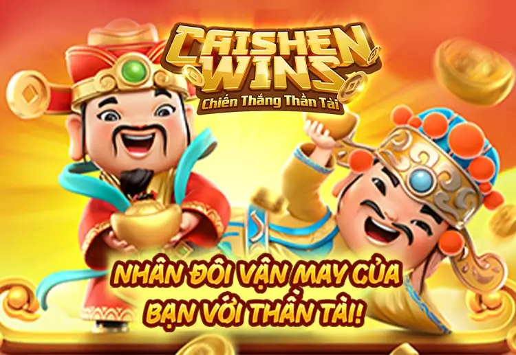 Giao diện rực rỡ của game Chiến thắng Caishen với hình ảnh Thần Tài may mắn - Chiến thắng Caishen